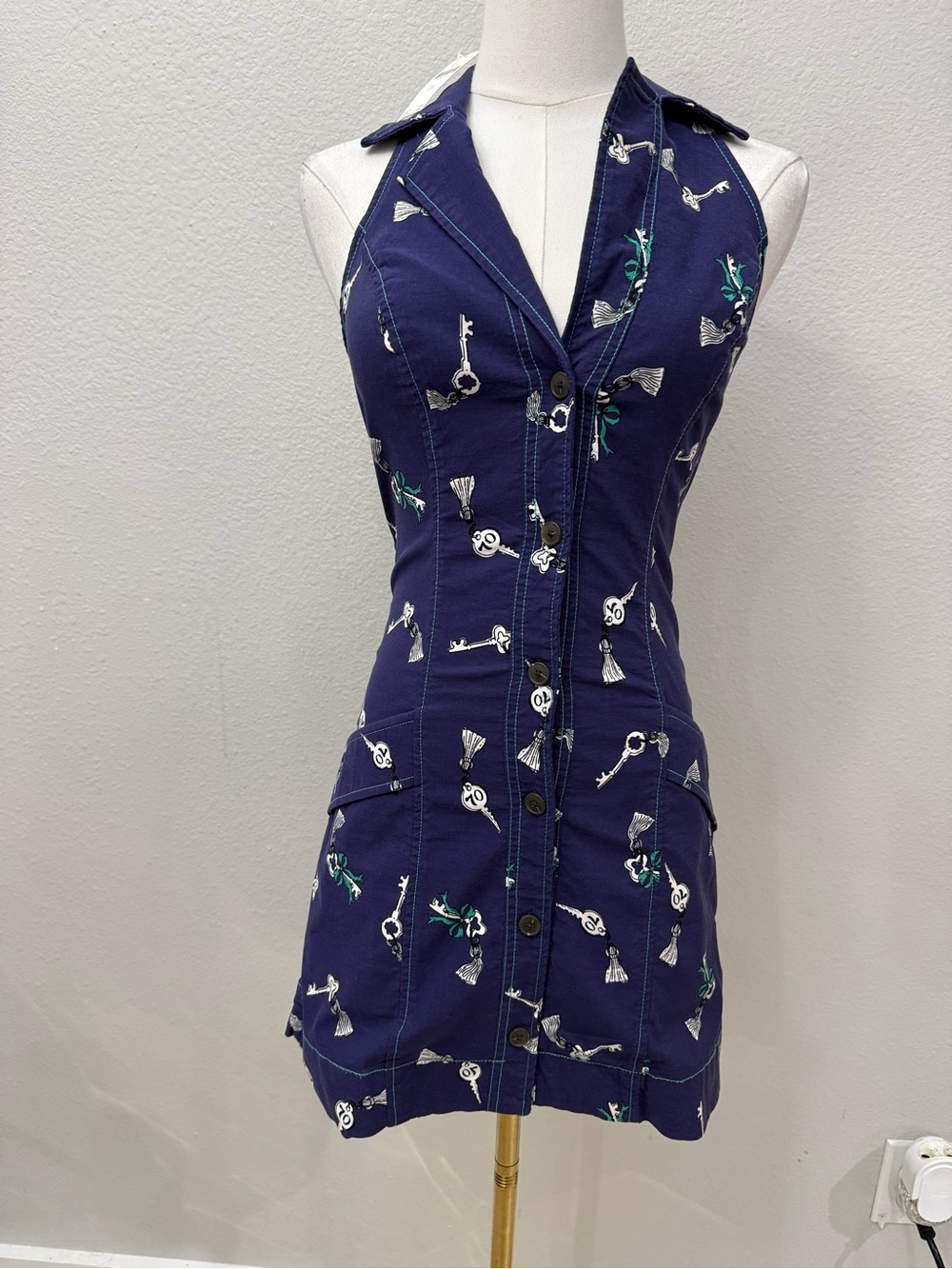 Anthropologie Maeve Amelia Collared Mini Dress Size XXS Navy NWT - Picture 5 of 8
